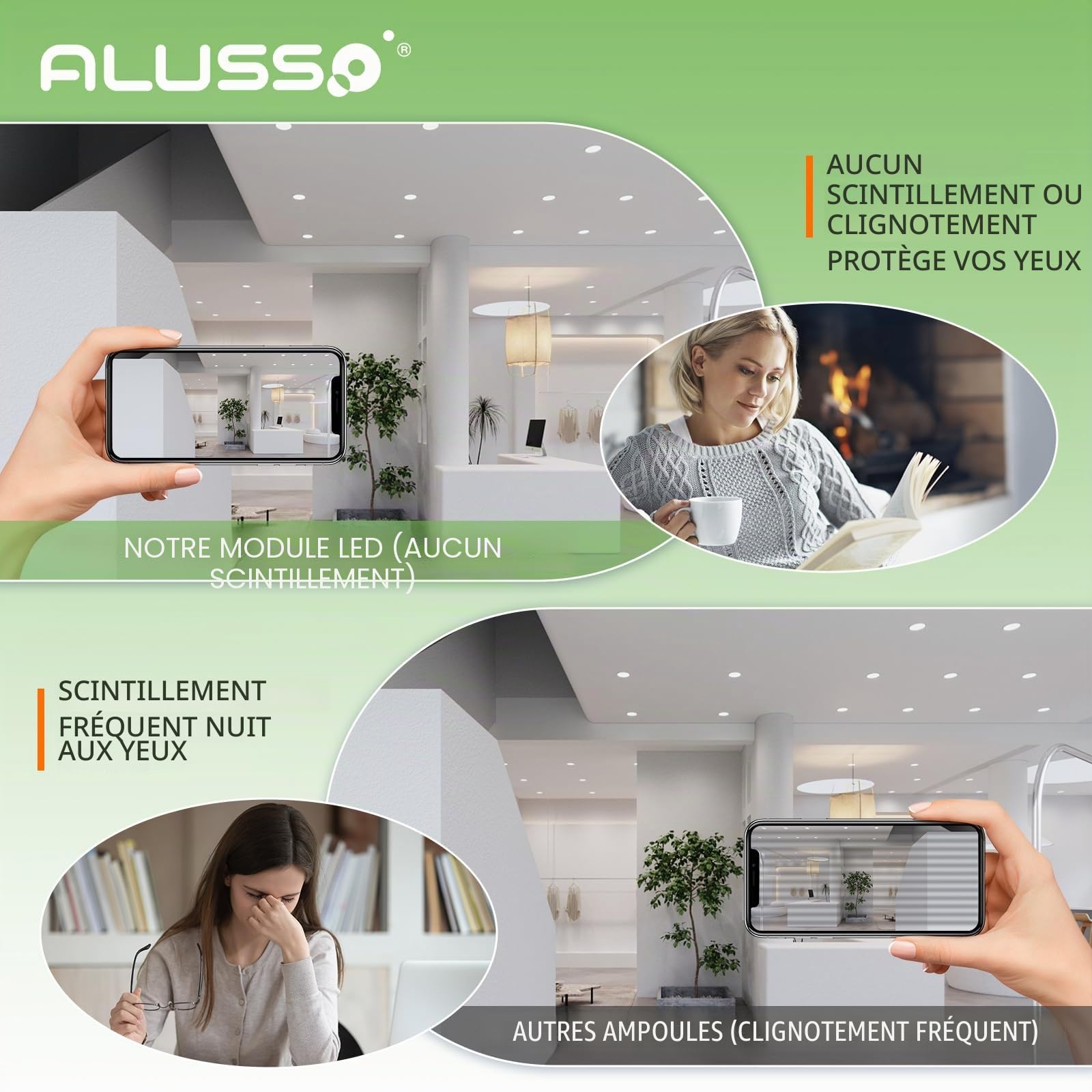 ALUSSO LIGHTING Module LED Ultra Plat ø50x25mm pour Spot Encastrable, 6W 540lm 230V, Blanc Chaud Blanc Naturel Blanc Froid Dimmable, Remplace les Ampoules GU10 MR16, étanche IP44, Pack de 6