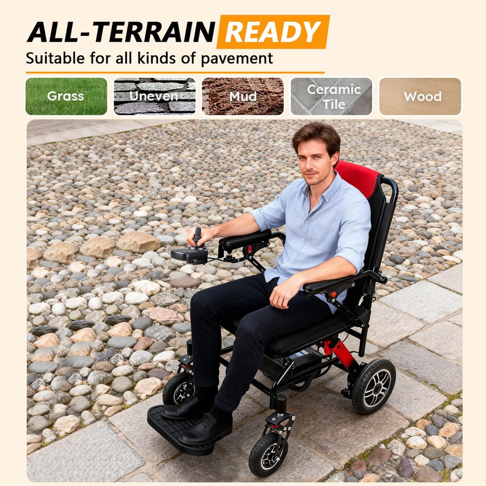 Sillas De Ruedas Eléctricas para Adultos, Silla De Ruedas Motorizada Plegable Silla De Ruedas Eléctrica Todoterreno para Uso En Interiores Y Exteriores, Capacidad De 100 Kg