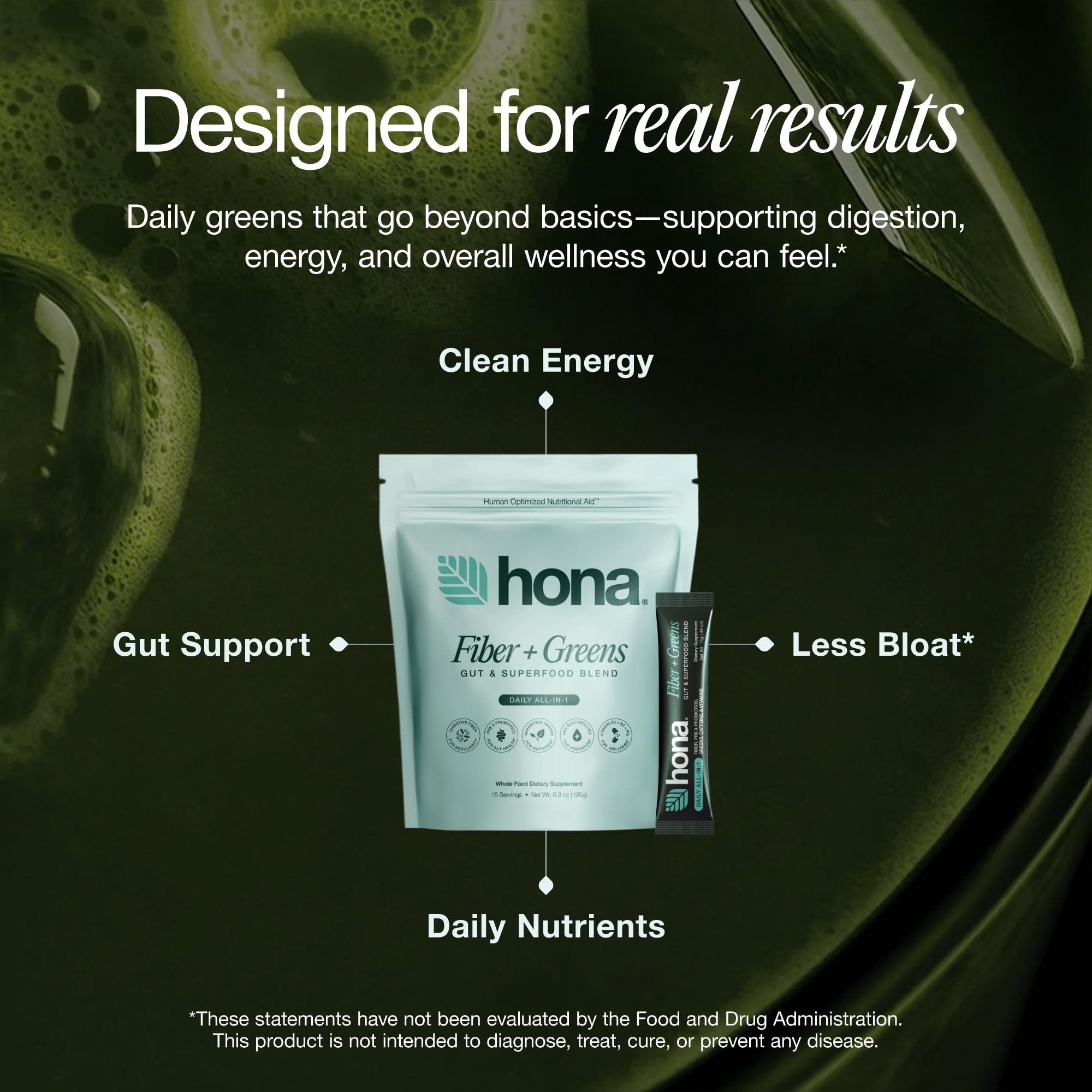 Hona Fiber Greens Powder with Super Greens, 8g Fiber, 15 Travel Sticks — Amazon image 8