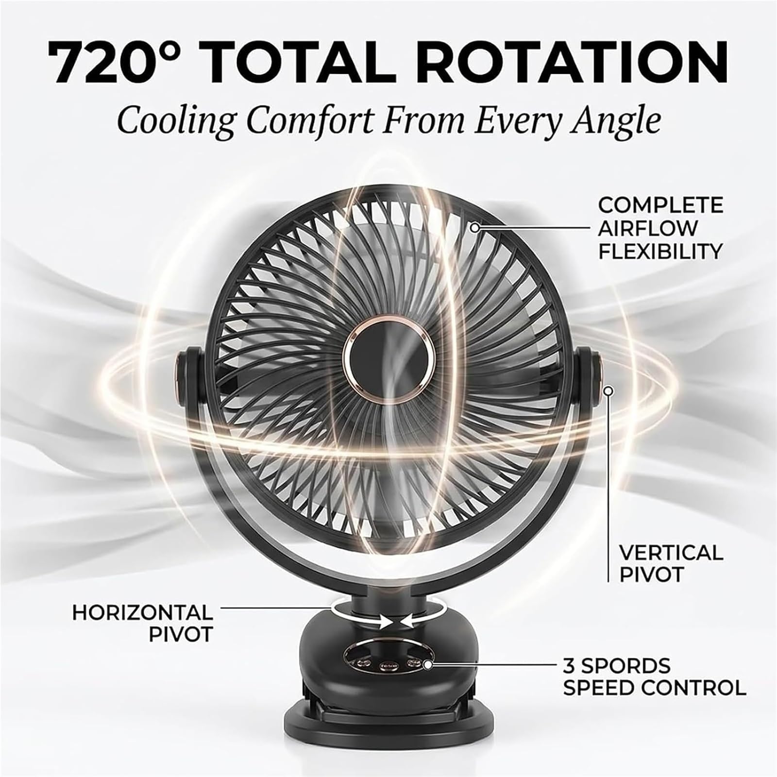 Generico Ventilatore Portatile a Clip con Display Digitale a LED