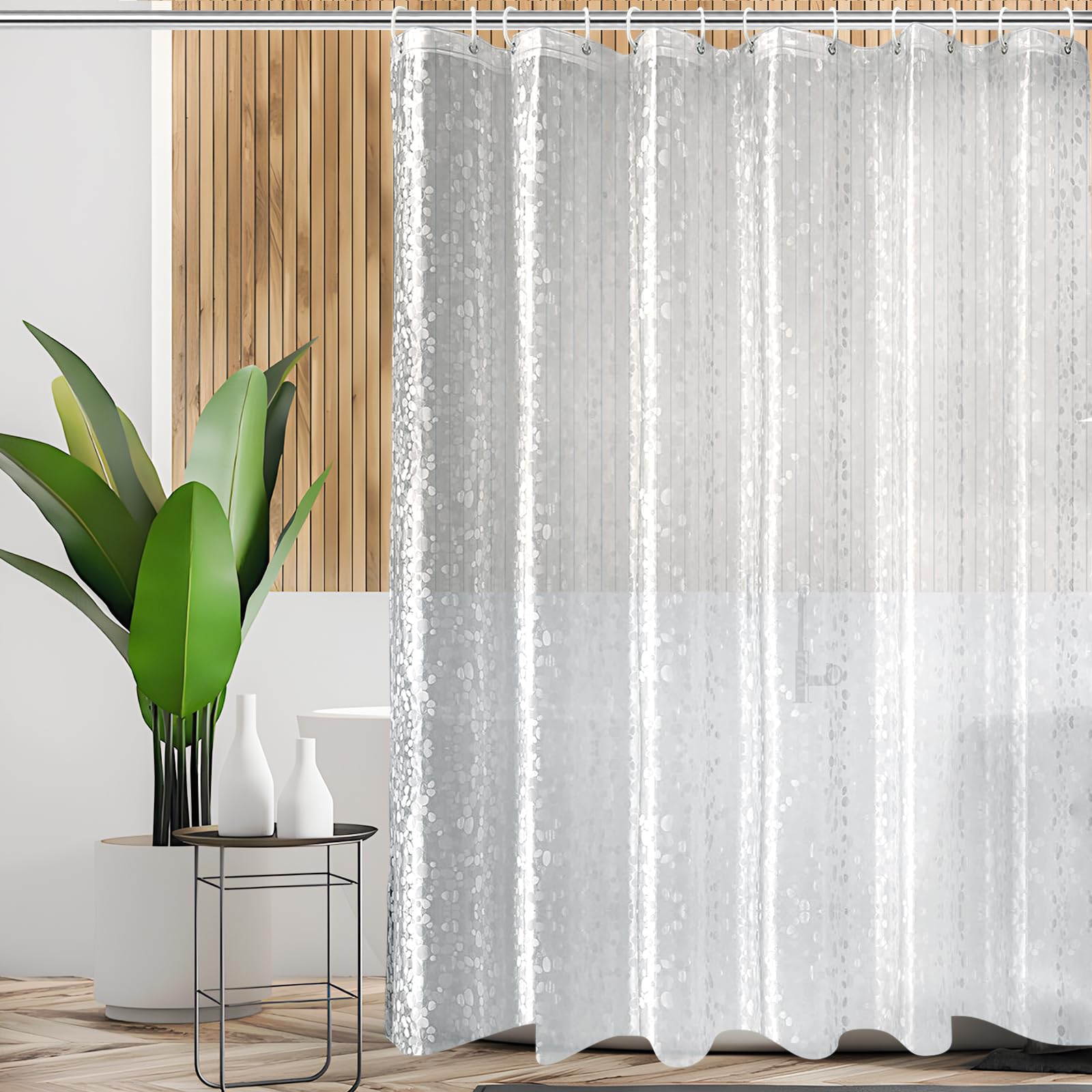 Aeici Shower Curtain Waterproof Shower Curtain for Bathroom Bath W80 X H180 cm, Peva-pebble, 80x180cm(WxH)