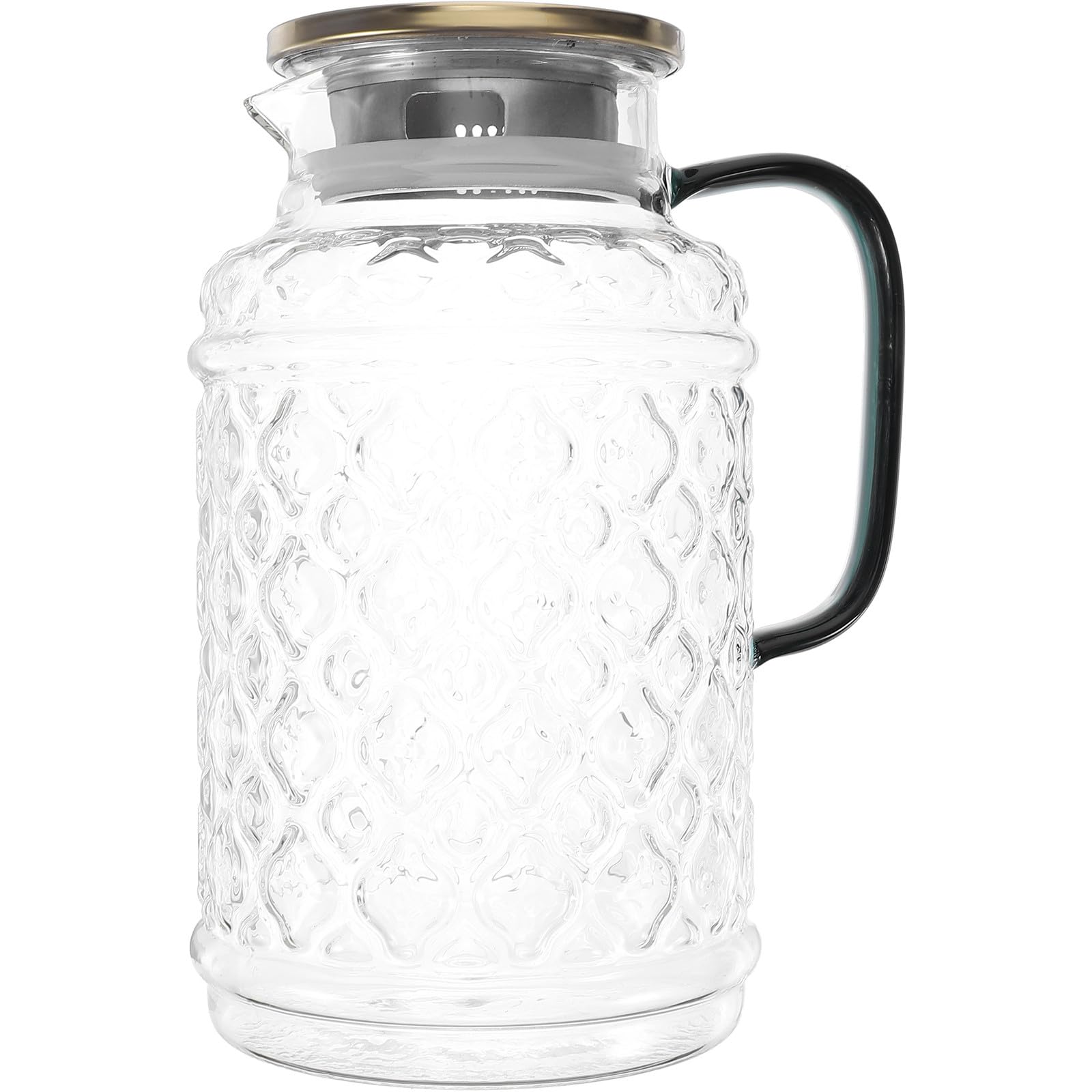 BESPORTBLE Jarra de Vidrio con Tapa y Asa Grande Capacidad 1.7 Litros Diseño Antigoteo para Agua Fría Jarra de Té para Nevera para Uso Doméstico y Fiestas