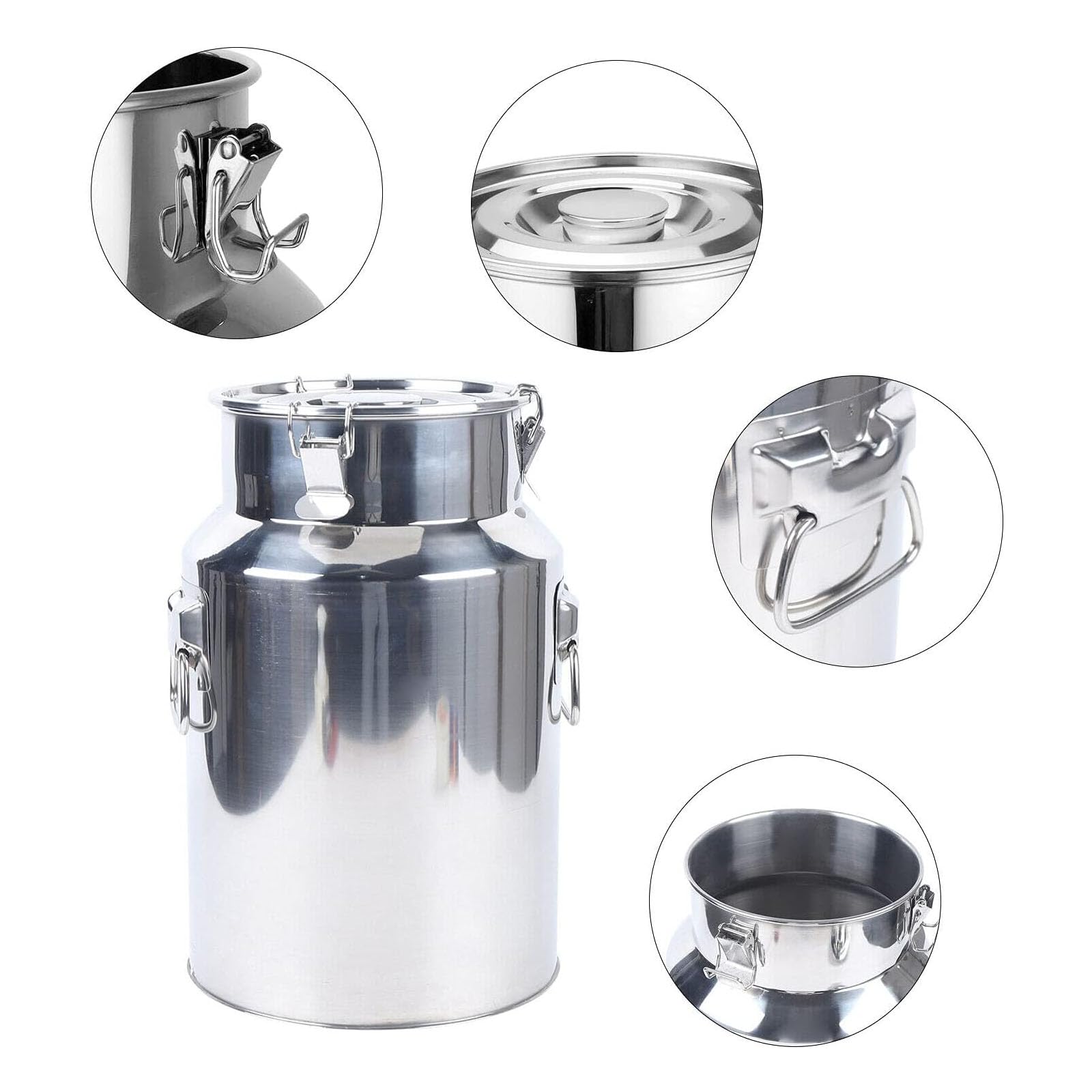 Barril Portátil Para Cerveza Y Leche, Bidones De Aceite De Acero Inoxidable, Cubo Sellado Apto Para Alimentos Con Tapa Para El Transporte Seguro De Líquidos, Para Alimentos, Harina, Café, Té,