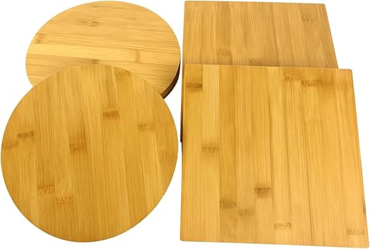 Set of 12, Bulk Bamboo Cutting Boards 9" Mixed Shape Wood Board, Serving Tray, Placemat, Charcuterie Platter for Engraving, Epoxy Resin Art, Personalized DIY Crafts, Wall Sign Display
