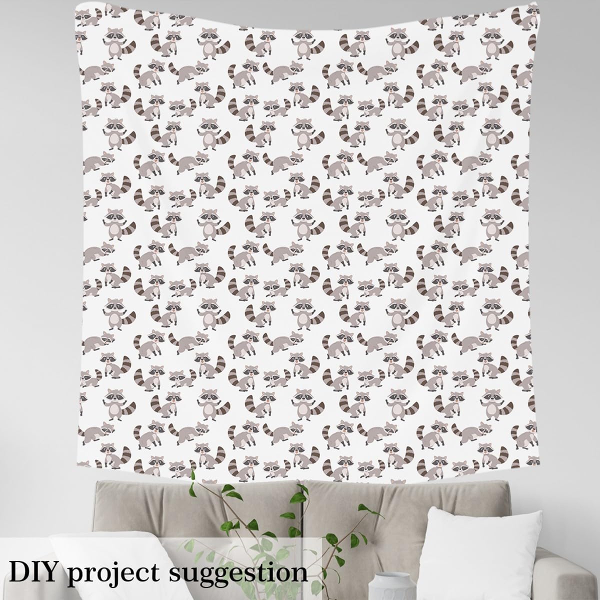 Cute Raccoon Outdoor Fabric by The Yard,Kawaii Bear Fabric by The Yard for Teens Craft Lover,Cartoon Wildlife Animal Upholstery Fabric for Quilting Sewing Supplies,2 Yard