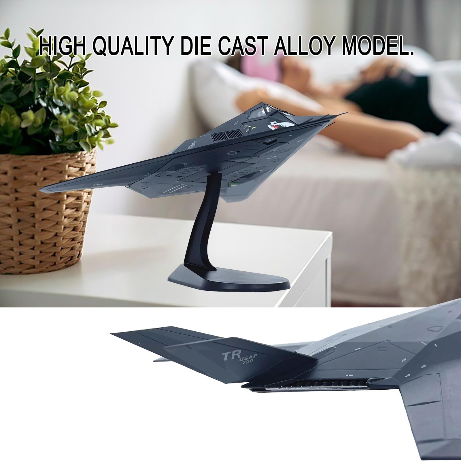 Modello pressofuso bombardiere F-117 in scala 1:72 con equipaggiamento espositore for collezionisti militari, decorazione for scrivania scaffale, regalo perfetto for appassionati aviazione