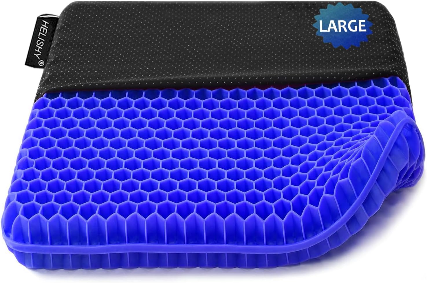 Gel Seat Cushion, Double Thick Egg Gel Cushion for Pressure Pain Relief, Breathable Wheelchair Cushion Chair Pads for Car Seat Office Chair Extra large (17.5*17.5*1.7inch) Blue