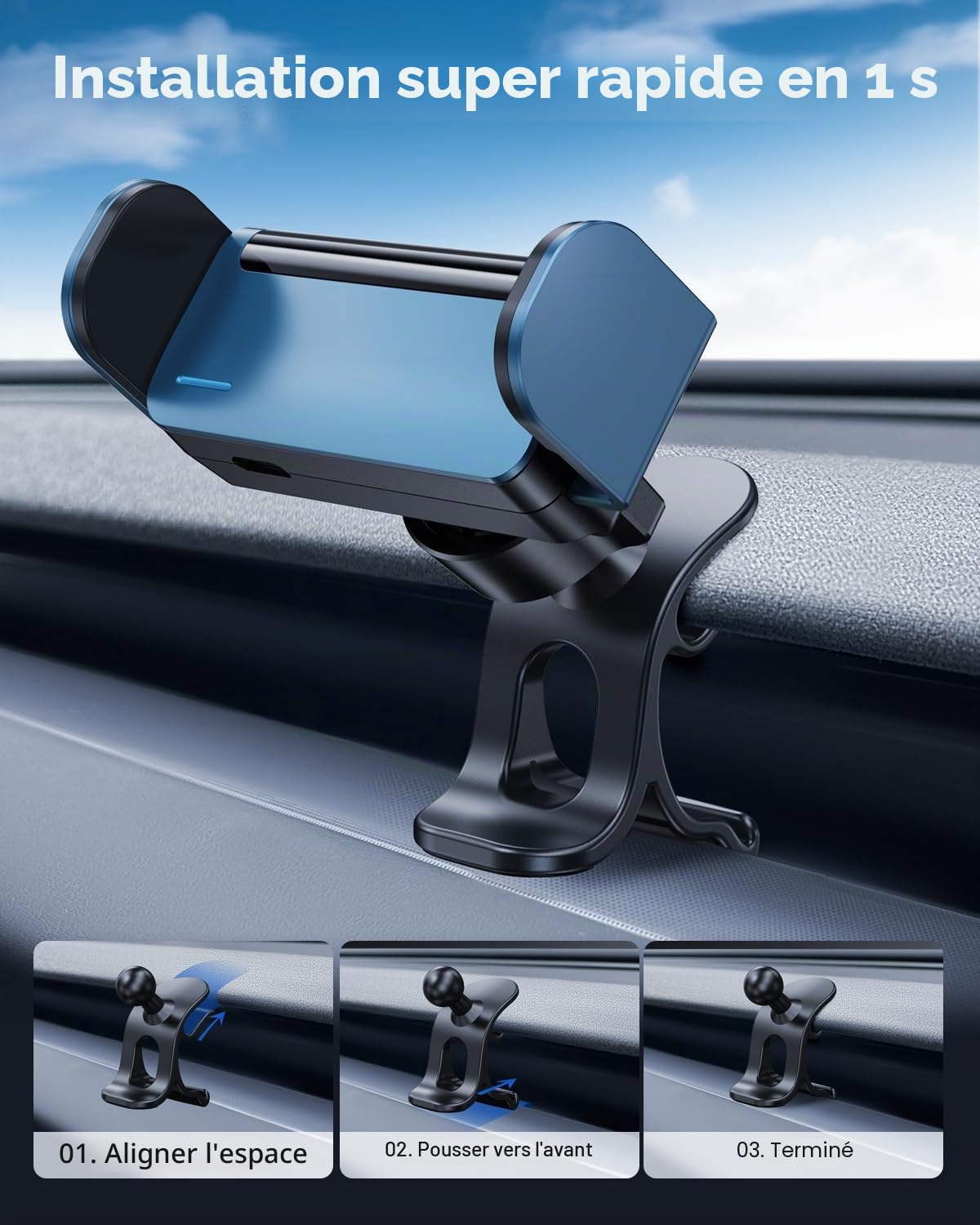 Support Téléphone pour Tesla Model Y 2025-2026 et Model 3 2024-2026 AI Détection Automatique 360° Support Téléphone Électrique pour iPhone, Samsung et Plus (Non Compatible avec Performance)