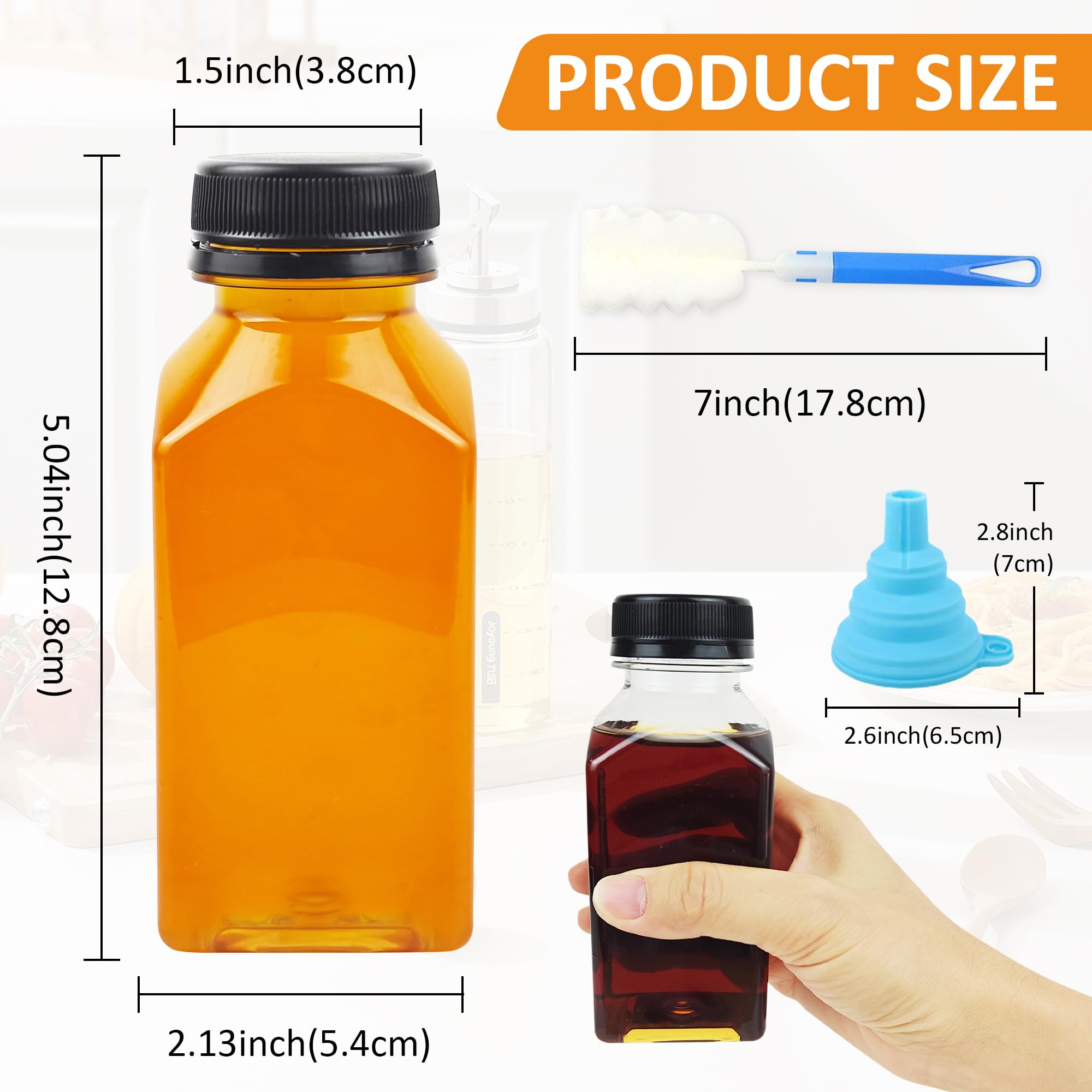 32 bottiglie di plastica trasparenti da 250 ml, con coperchio, riutilizzabili, per mini frigo, succhi di frutta, bevande, frullati, acqua
