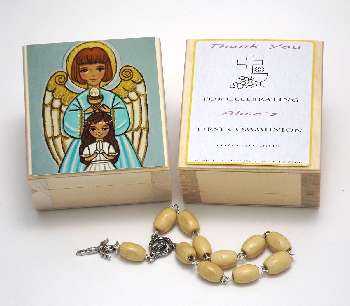 Girl first communion favors girl First communion gift girl Guardian angel gift Thank you favor Girl first holy communion favor girl Rosary favor Rosary box Personalized keepsake box Wooden box