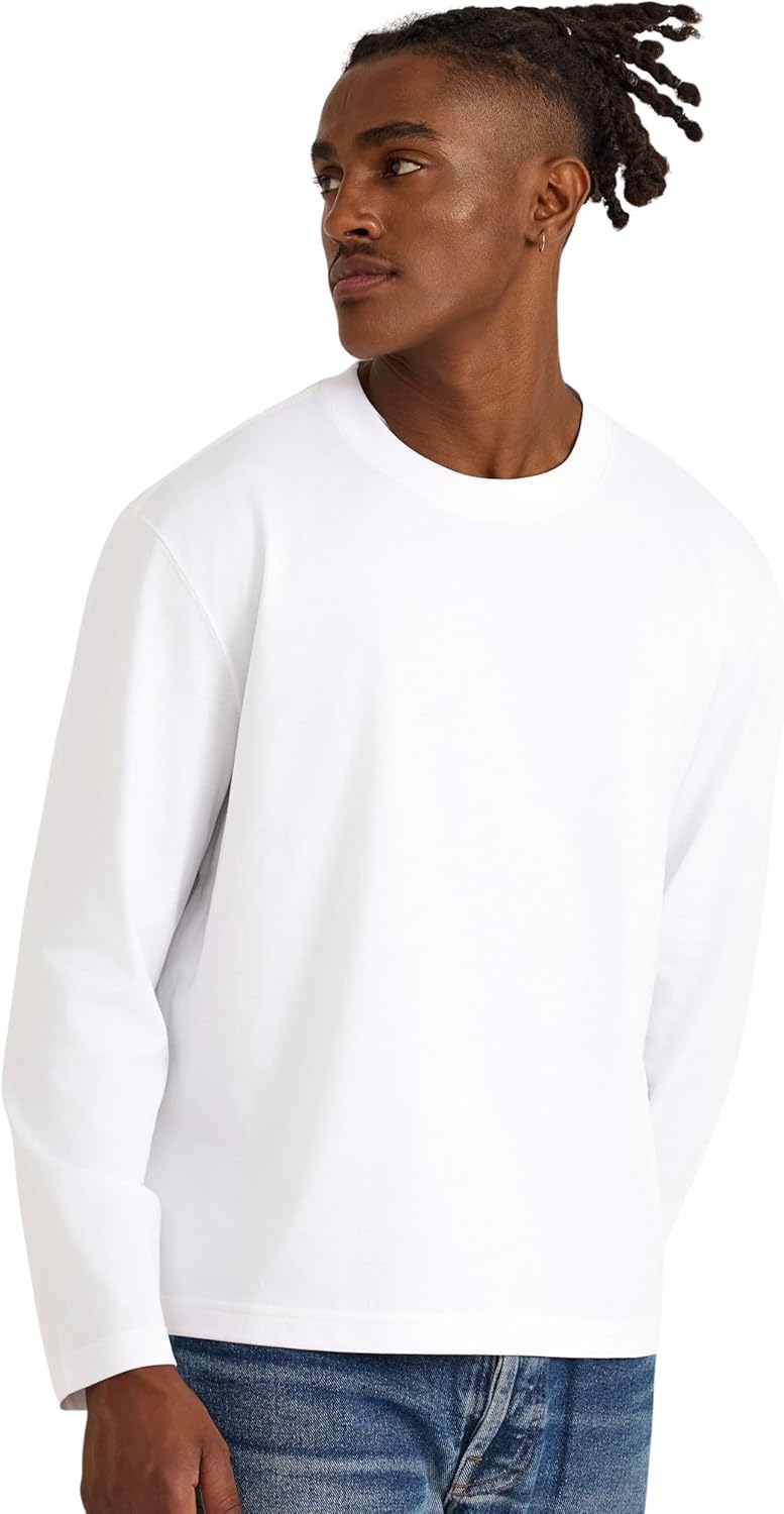 Organic Basics Mens True Heavy Cotton Boxy Fit Long Sleeve Tee Shirt - Image 3