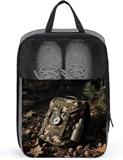 Travel Shoe Bag with Mesh & Double Zipper, Waterproof Shoe Organizer Compact 13.7 Inch Hunting Camo Storage Bag for Home, Gym & Travel Essentials