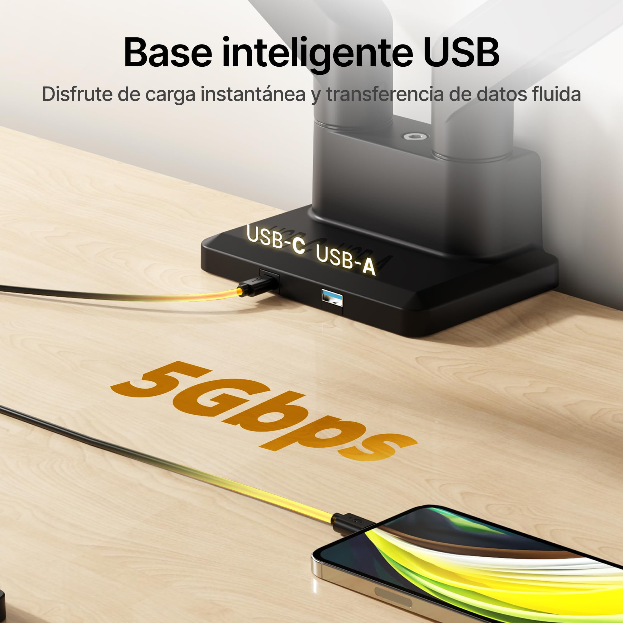 monTEK Brazo Monitor Doble con Puerto USB para Pantallas 17-35" | Soporta hasta 16kg, VESA 75/100mm, inclinación y giro, gestión de cables, montaje pinza u ojal.