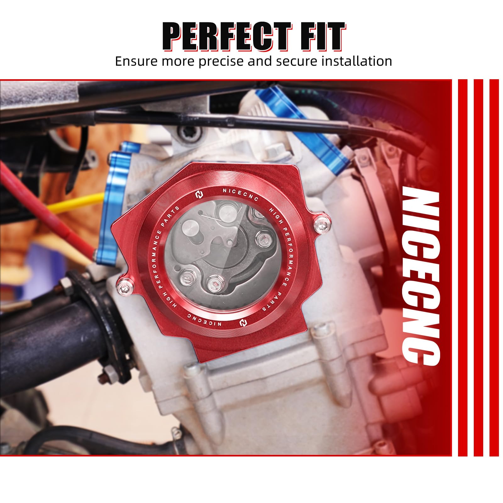 NICECNC Couvercle d'arbre à Came Transparent en Alliage d'aluminium Rouge Compatible with Yamaha Raptor YFM 700 2006-2024, Raptor 700 R 2009-2024, Raptor 700 SE 2009-2024