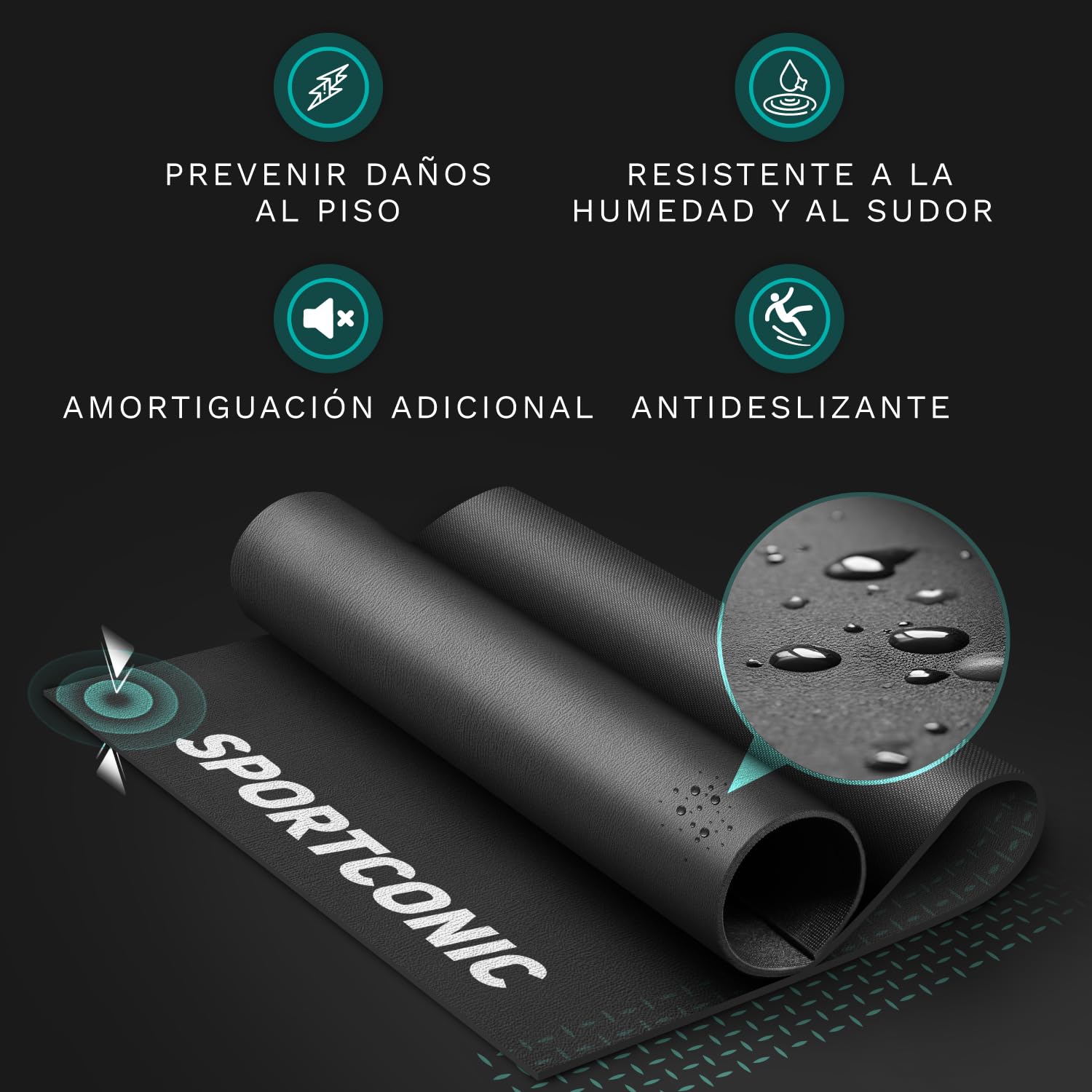 Sportconic Esterilla Protectora para Cintas de Correr - Alfombrilla para Aparatos de Fitness, Bicicletas Estáticas, Elípticas - Estera de Yoga - 140x60 cm