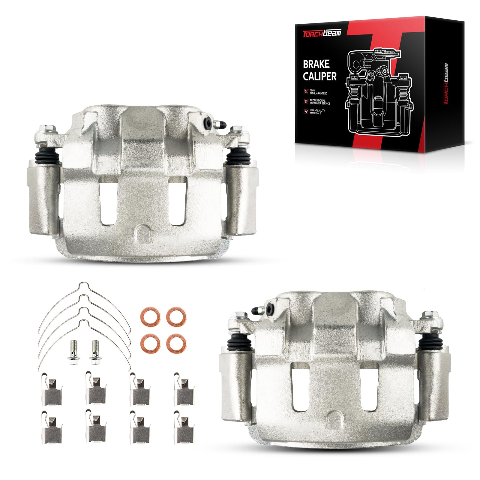 Torchbeam 2PCS Front Driver and Passenger Side Brake Caliper For Ford for 1999-2004 F-250 Super Duty, 1999-2004 F-350 Super Duty, 2000-2005 Excursion, Disc Brake Caliper Assembly # 18B4790+18B4791