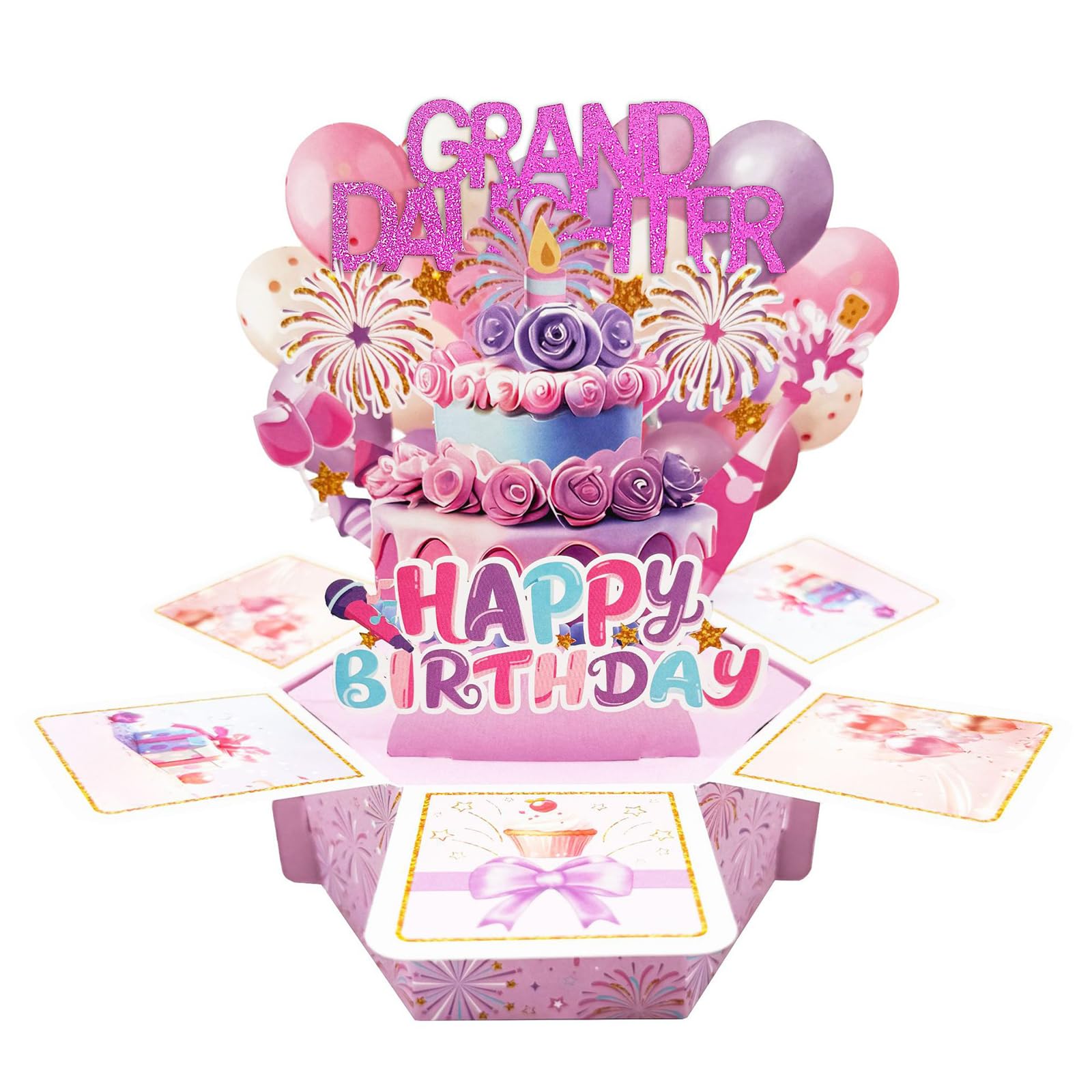 Granddaughter Birthday Cards, 3D Pop Up Birthday Card With Envelope