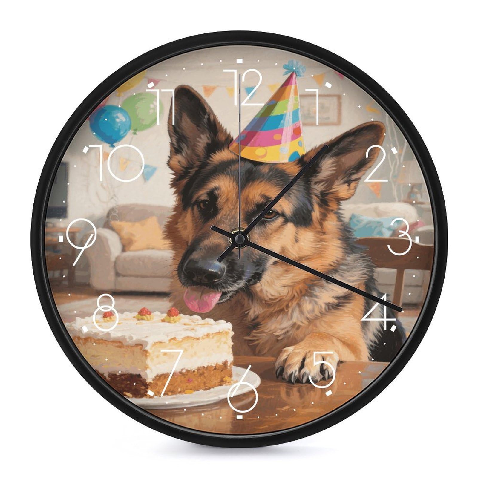 Horloge silencieuse berger allemand sans tic-tac pour salon moderne