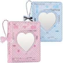 2Pcs Mini Photocard Binder Set, Mini Photo Album for Photocards, Trading Cards, Portable Photocard Book, Pink and Blue Design