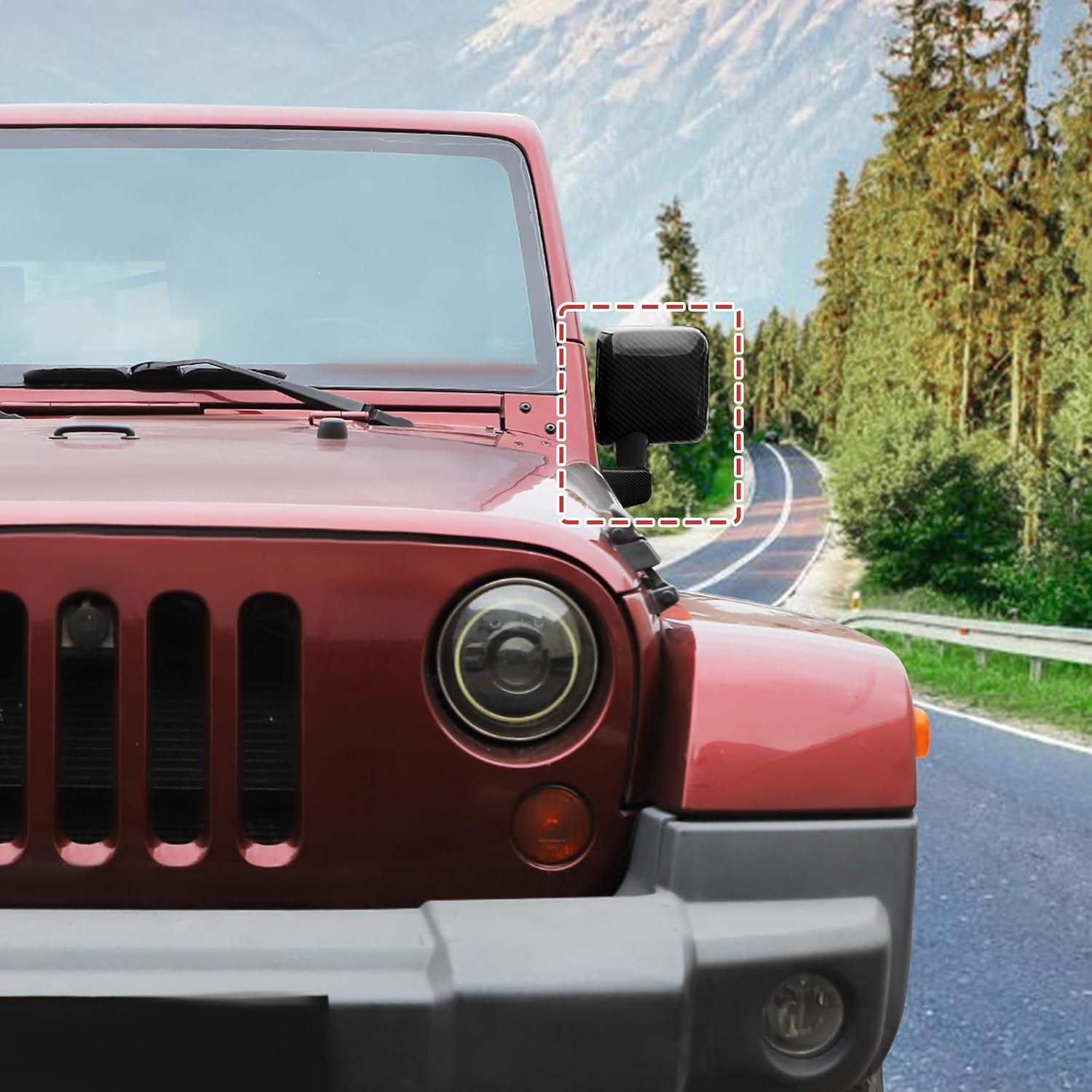 Side Mirror Cover,Rearview Mirrors Decoration Trim Kit Fit for 2007-2018 Jeep Wrangler JK JKU(Carbon Fiber）