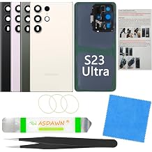 ASDAWN Galaxy S23 Ultra Back Glass Cover Replacement Housing Door w/Pre-Installed Camera Lens+Installation Manual+All The Adhesive+Tools for Samsung Galaxy S23 Ultra 5G SM-S918 All Carriers Cream