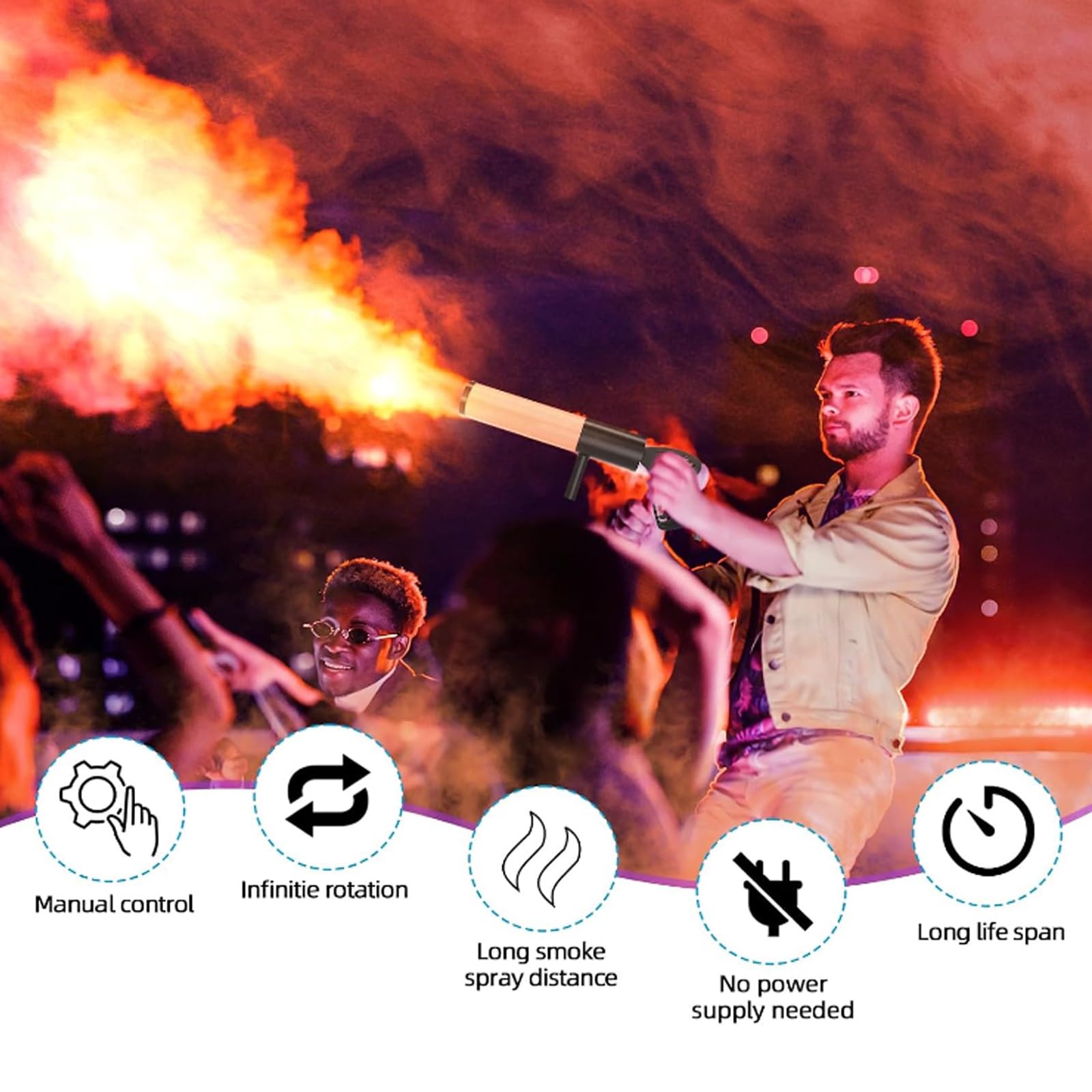 Máquina de humo portátil de 50W, cañón de CO2, con efecto de luces LED, for eventos, bodas y clubes, equipos de efectos escénicos