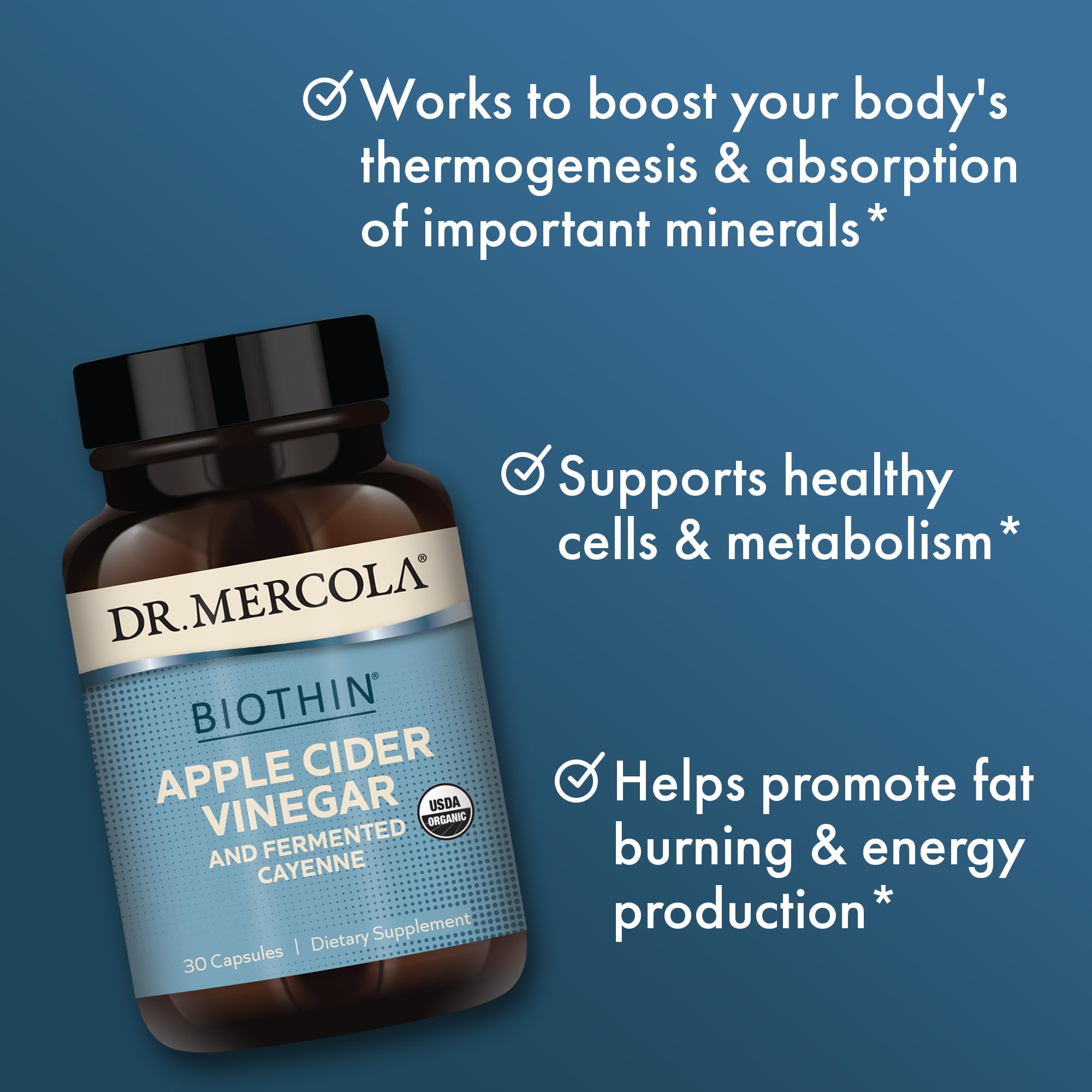 Dr. Mercola Biothin Apple Cider Vinegar & Fermented Cayenne, 30 Capsules — Amazon image 4