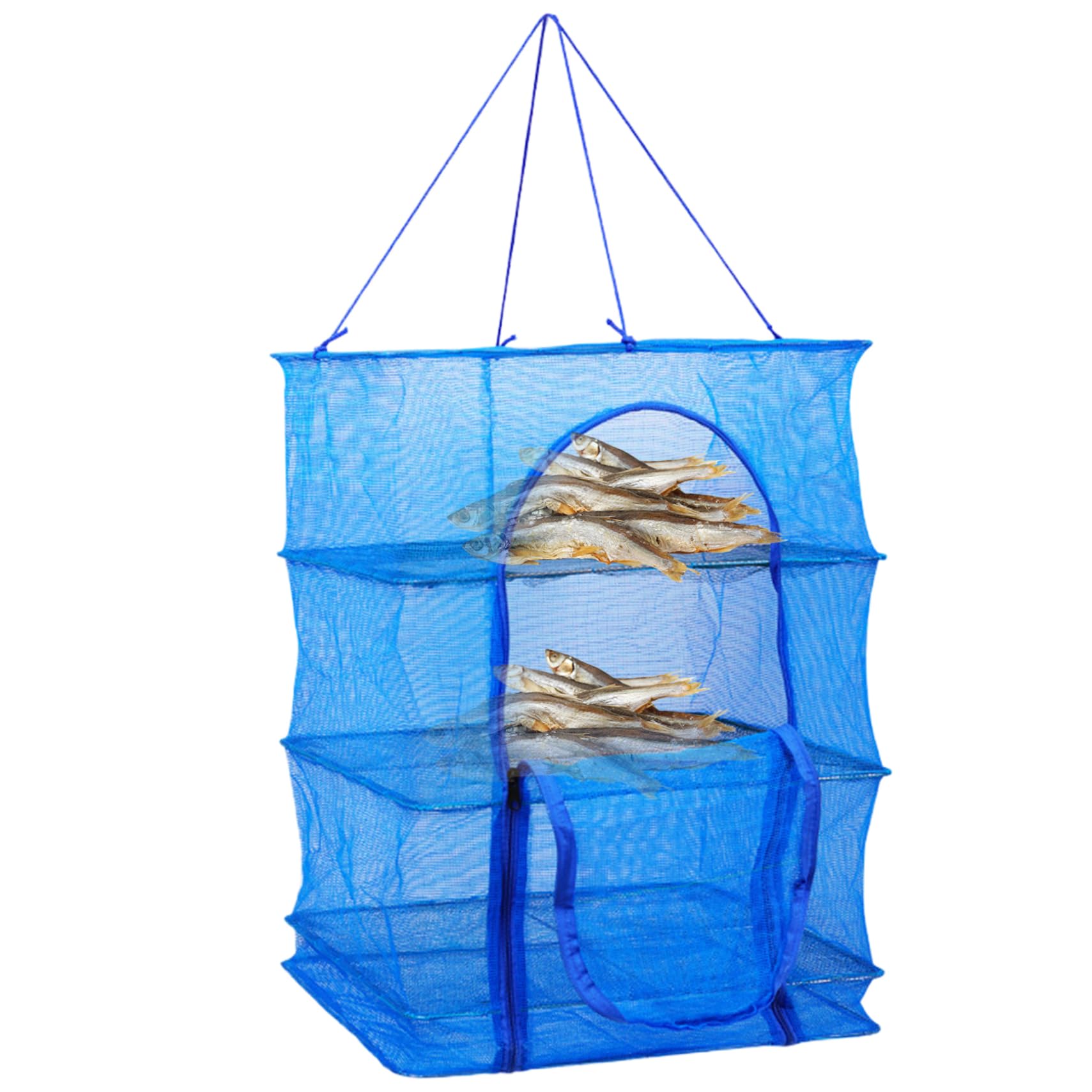 CNAFGBGG Herb Drying Rack, 3 Layers Hanging Food Drying Rack, Foldable Mesh with Zipper, 13.8x13.8x26.8 Meat for Shrimp Fish Fruit Vegetables.