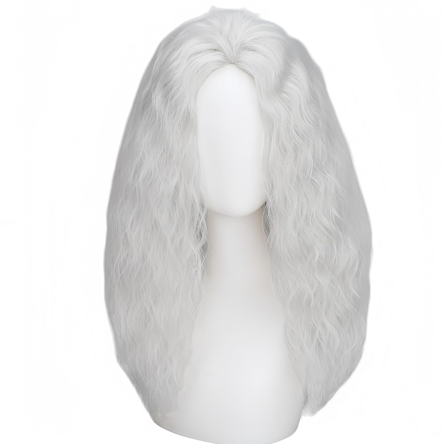 long Grey Curly Wigs for Women Witch Wig Soft Curly Wavy Wigs Natural Synthetic Hair Party Halloween Costume Cosplay Wig
