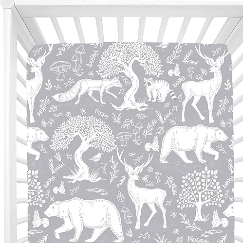 Woodland - Sábanas ajustadas para cuna para bebé, sábana de algodón orgánico suave para niños y niñas, se adapta a colchones estándar para cuna y