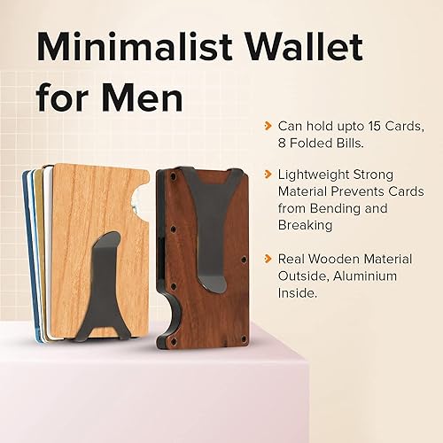 Miniatura 7 de Custom Wooden Credit Card Holder with Money Clip and wooden box Personalized Wallet Gift for Husband - Anniversary Gift for Him, Boyfriend Gifts,