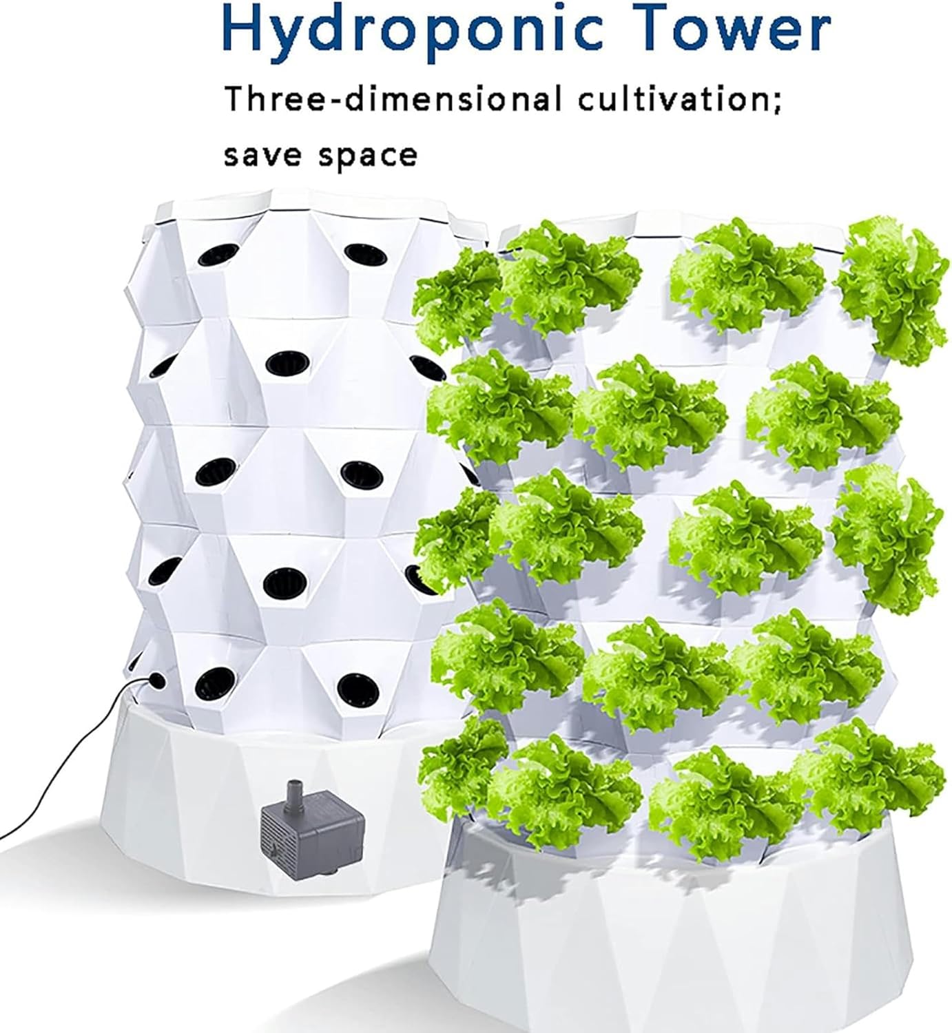 FLTRGO 80 Pots Hydroponics Tower Set Hydroponic Growing System Hydroponic Growing Kit for Indoor & Outdoor with Hydrating Pump Timer Adapter