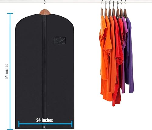 Miniatura 8 de Plixio Bolsas de ropa negras de 40 pulgadas para viajes y almacenamiento de ropa, vestidos, camisas, abrigos de piel, disfraces de baile, funda de