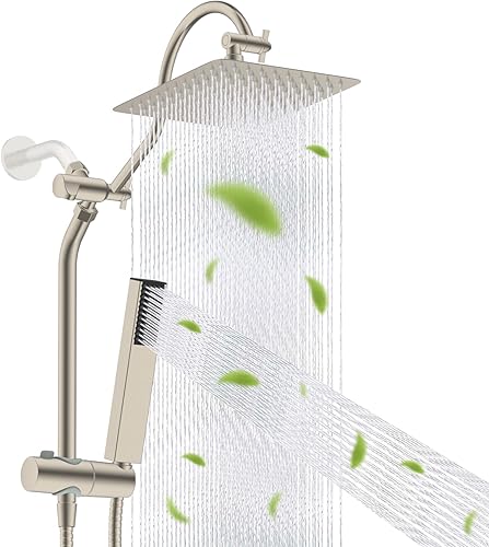 Miniatura 16 de Hibbent cUPU Certificado Cabezal de Ducha de Lluvia de Alta Presión de 10'', Combo de Cabezal de Ducha con Rociador de Mano de 4 Modos, Brazo de