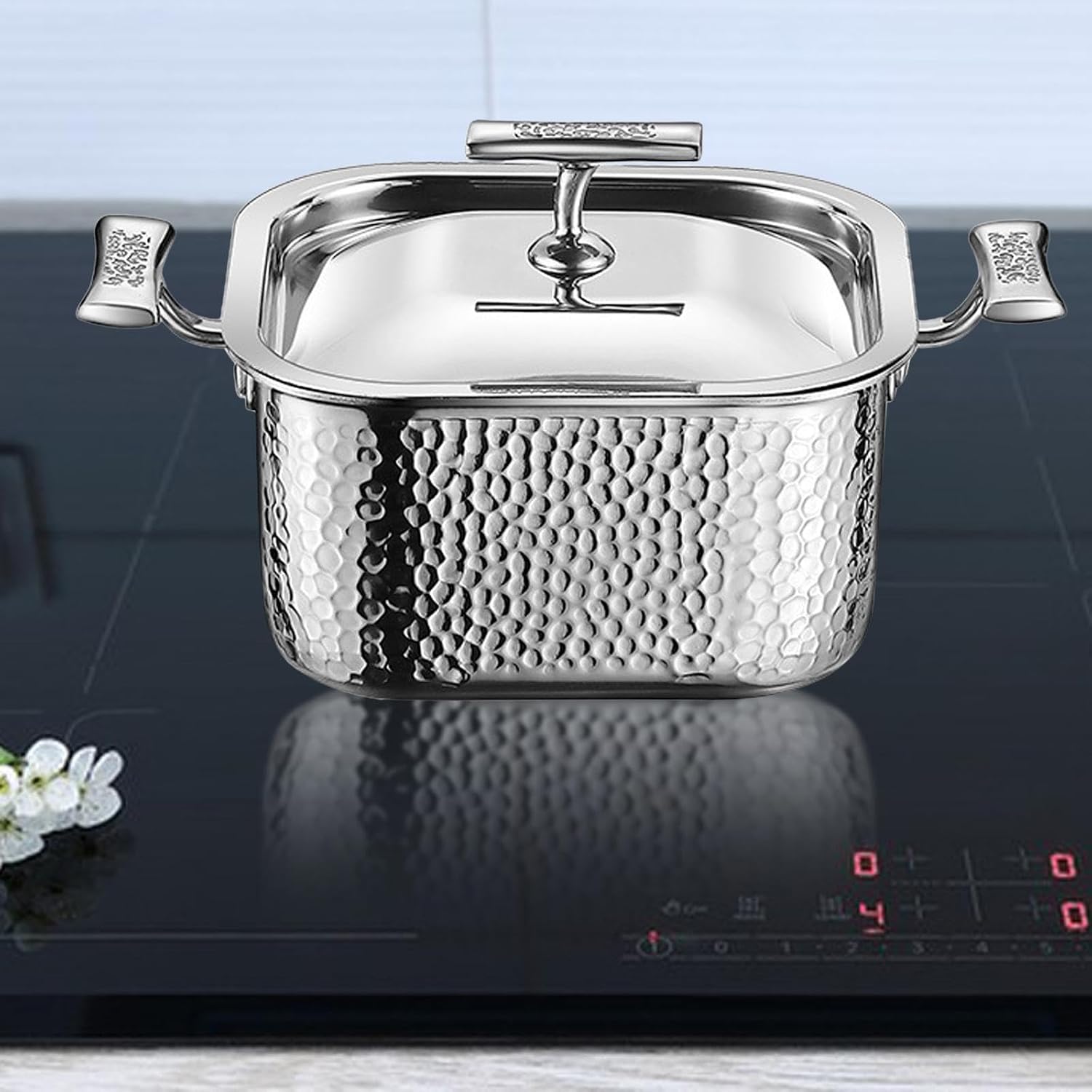 Stainless Steel Hot Pot Chafing Dish Ramen Pot Thickened Stockpot for Party Buffets, Silver ，Silver-As Described
