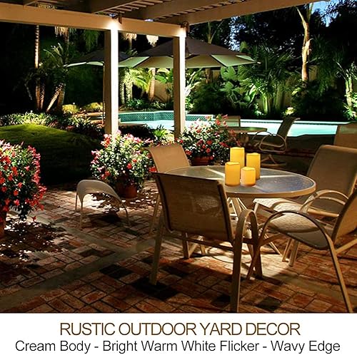 Miniatura 3 de Juego de 4 velas LED de pilar para exteriores, IP65, impermeables, 3 x 4, 3 x 5, 3 x 6, 3 x 7, color crema, velas de pilar que funcionan con pilas