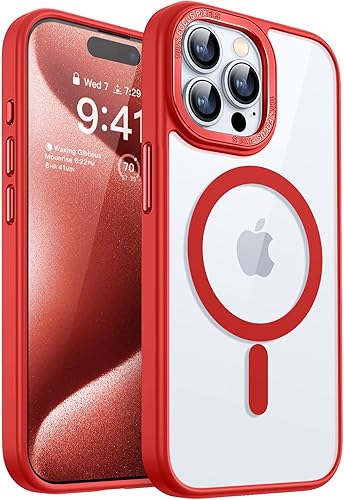 CANSHN Funda magnética transparente diseñada para iPhone 15 Pro compatible con Magsafe No amarillea delgada y a prueba de golpes, funda protectora