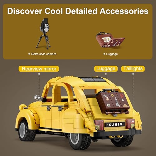 Miniatura 6 de CADA Citroen 2CV - Kit de construcción de automóviles retro francés de ladrillos para niños y adultos de 8 años o más, vehículo autorizado modelo