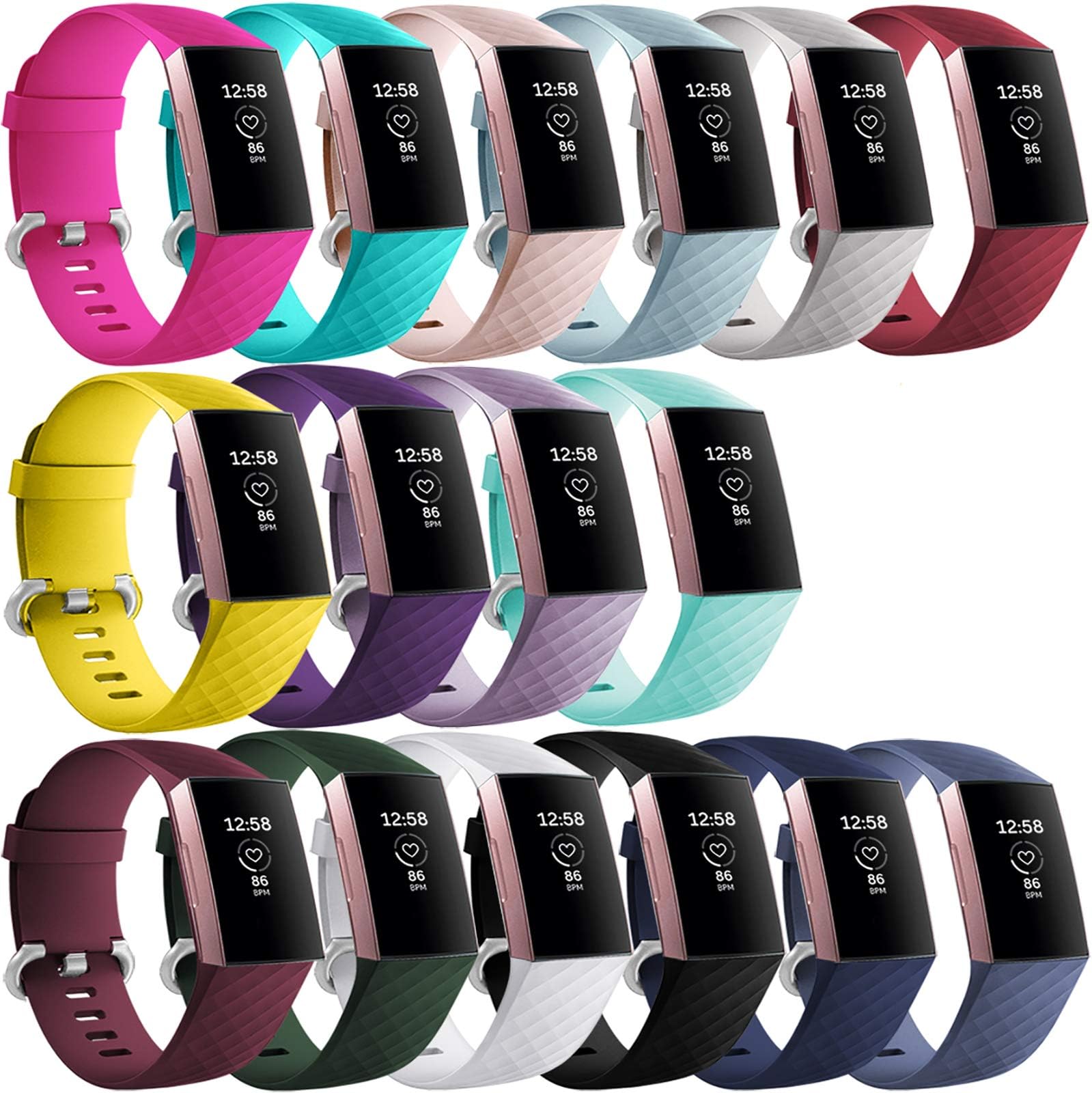 Bands Compatible with Fitbit Charge 4 / Fitbit Charge 3 / Charge 3 SE, Waterproof Replacement Sports Watch Strap Wristbands for Women Men, Small
