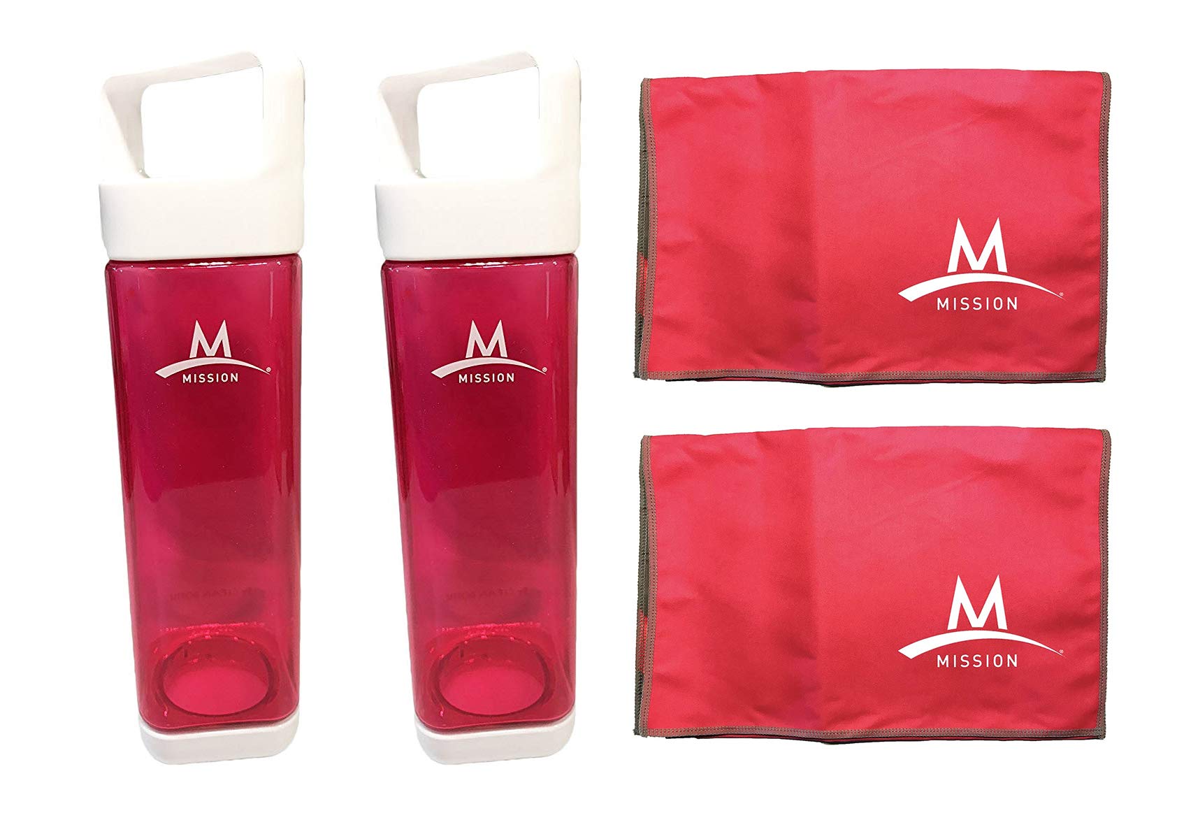 MISSIONMISSION Fuel & Cool - Set of 2 Water Bottles & Cooling Towels (Pink)