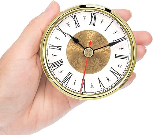 Miniatura 3 de Hicarer 3-18 Inch (3.150 in) Inserto de reloj de cuarzo, borde dorado, segunda mano roja, número romano, movimiento de cuarzo