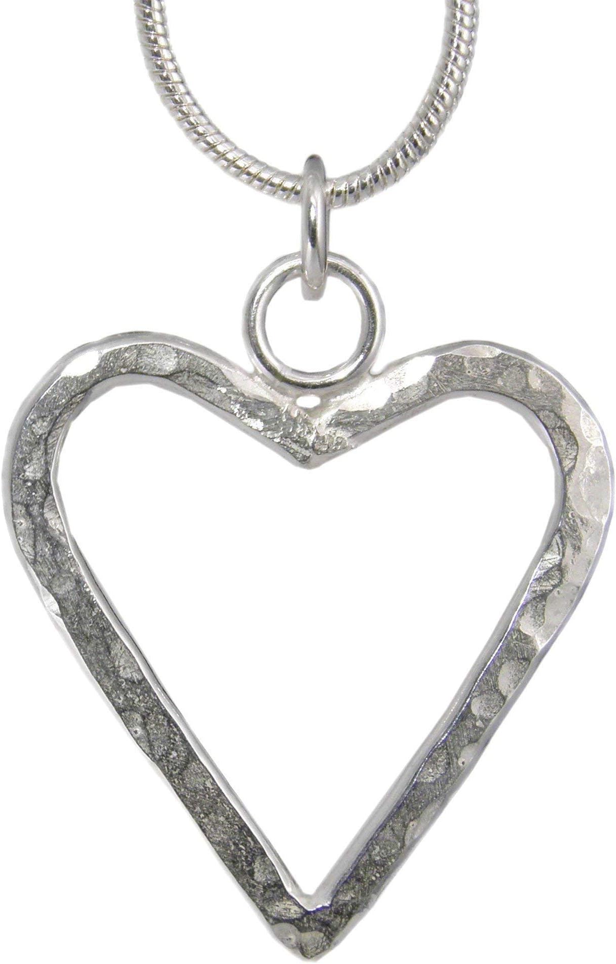 Handmade Sterling Silver Hammered Heart Pendant Gift Wrapped in UK