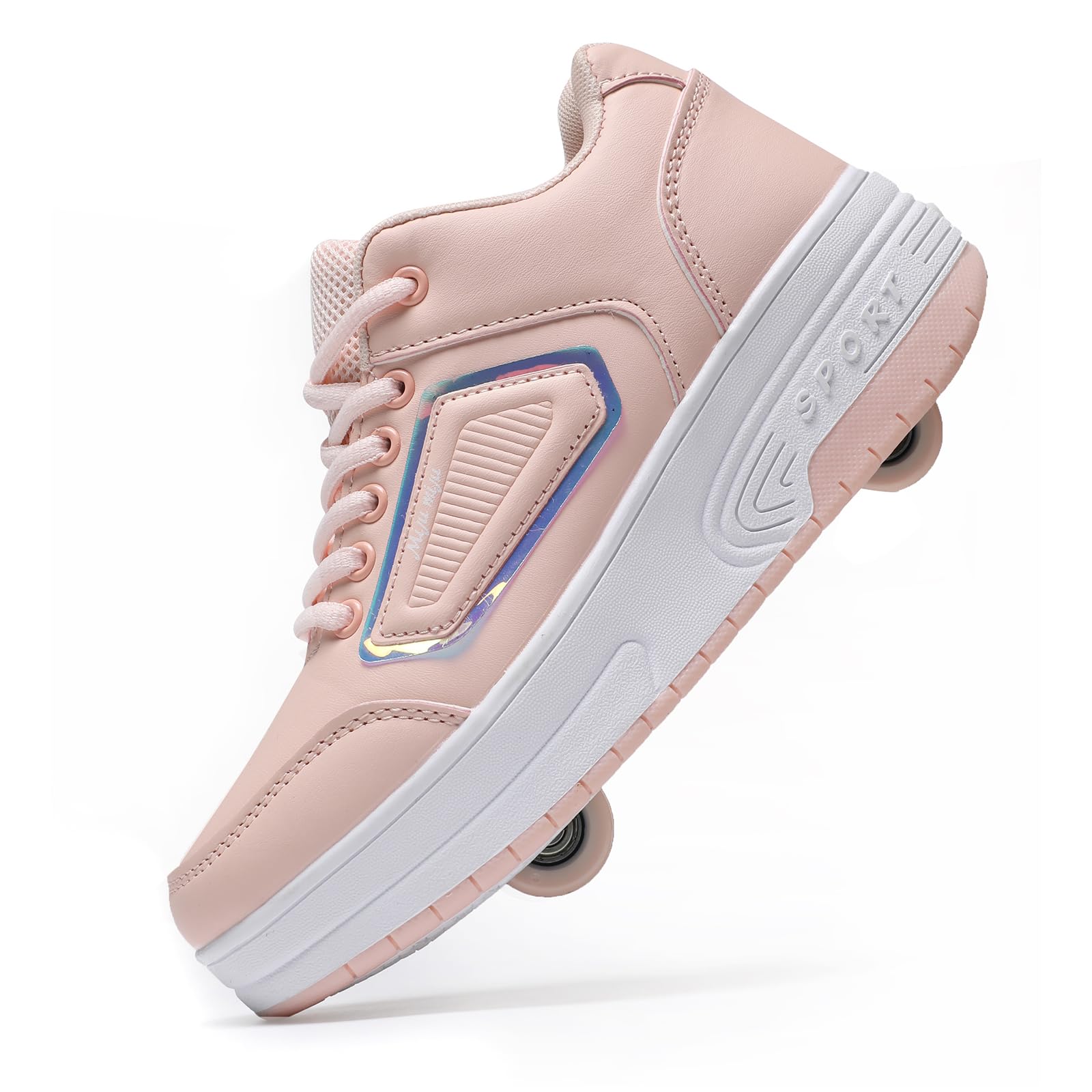 Roller Skate Shoes for Kids Girls & Boys, Shoes with Wheels for Ages 6-12, 2-in-1 Easy Roller Retractable Wheelies Moon Shoes for Little Kids/Big Kids