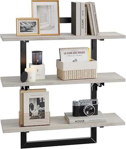 Miniatura 8 de Bestier Estantes flotantes para pared, estantes de cocina de 24 pulgadas montados en la pared, estante de barra de café de 3 niveles con soportes