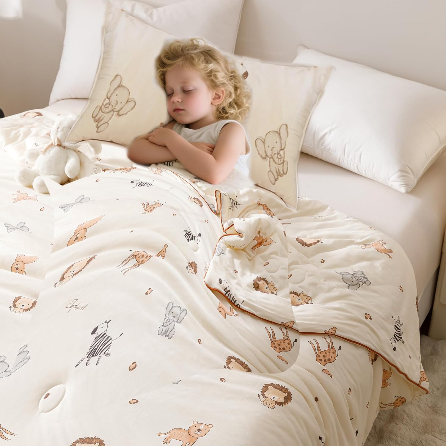 MorroMorn Full Size Comforter Sets, Neutral Full Bedding Sets - 3 PCS Bed Set with 2 Pillowcases Ultra Soft Lightweight Blanket for Bed Quilt Girls Boys Kids Tween Teen Dorm Preppy Summer (Animals)