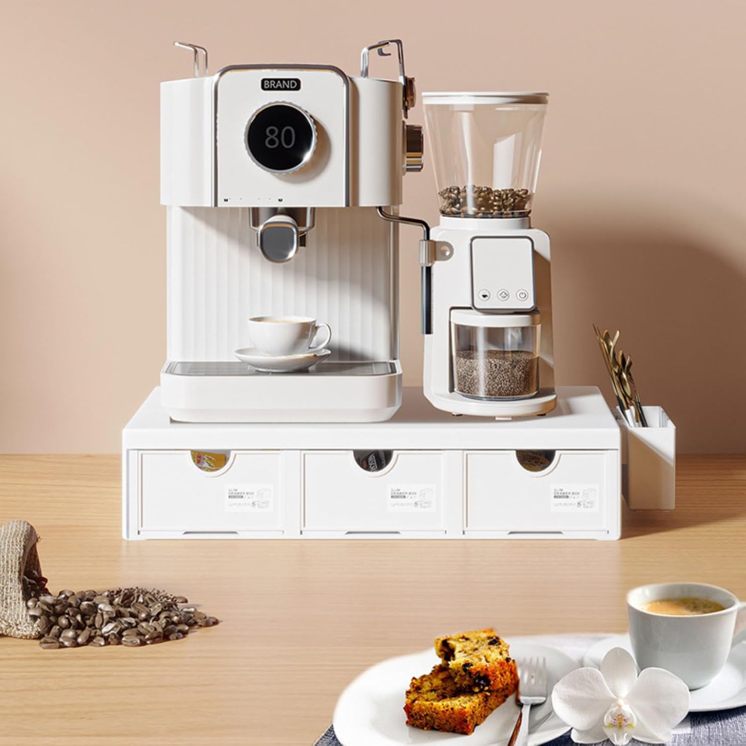 Coffee pod storage, Coffee Pod Storage, Three Drawers Design Coffee Pod Organizer, Coffee Capsule Organize Drawer,Coffee Maker Holder Organizer,White(White)