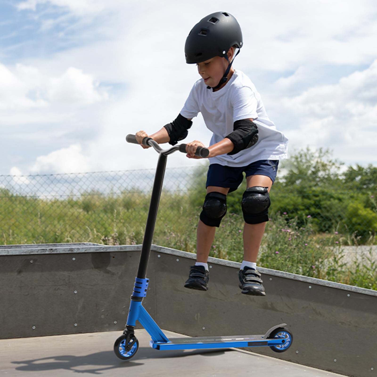 VEVOR Monopattino Acrobatico 674 x 540 x 796 mm Monopattino Completo per Bambini, Adolescenti e Adulti, Dotato di Ruote PU Silenziose da 100 mm Ponte in Alluminio Leggero a Doppio Strato
