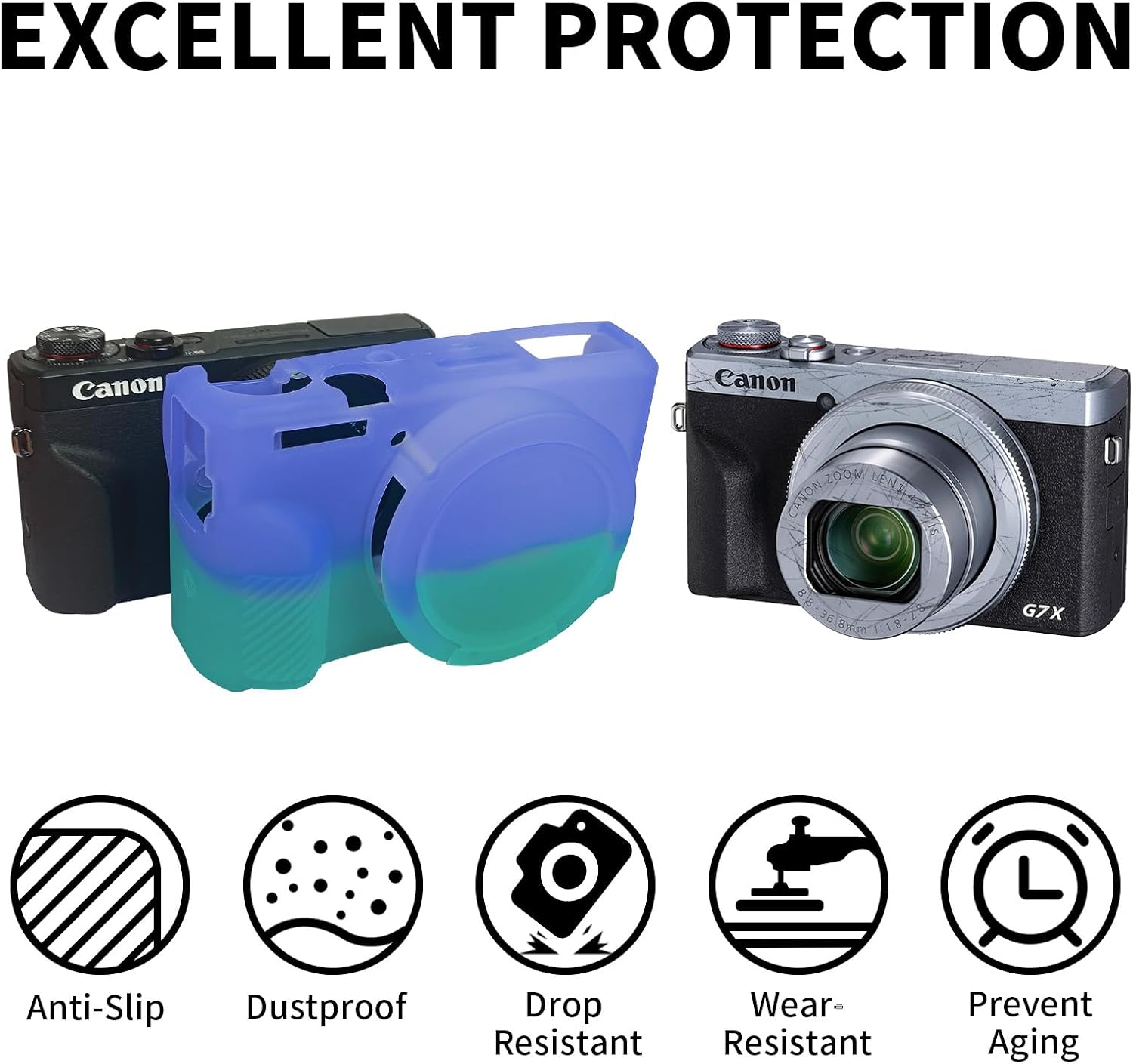 Easy Hood Camera Case Cover for Canon Powershot G7X Mark III (Purple Blue) image 2
