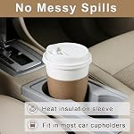 RAZCC 120 Pack 16oz Paper Coffee Mugs for Hot Chocolate Drinks, Disposable White Coffee Mugs, Set of Four Including Cup, Lid, Holder & Straw for Parties, Picnics, Trips & Parties