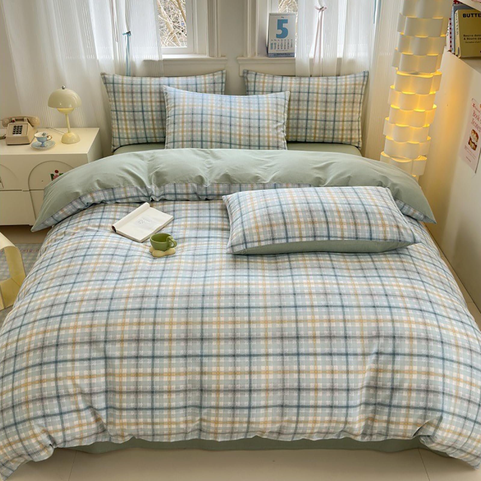 Couvercle de couette en coton respirant et parure de lit haut de gamme réversible